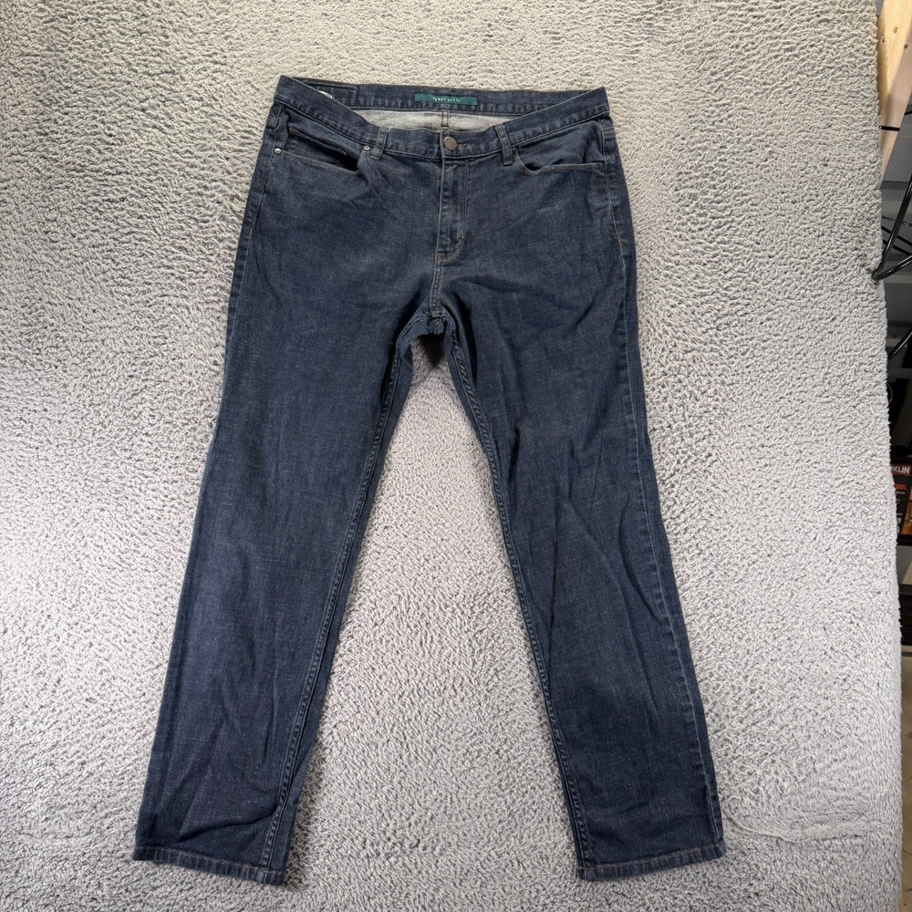Perry Ellis Jeans Mens 36x32 Blue Cotton Denim Straight Workwear Travel Stretch